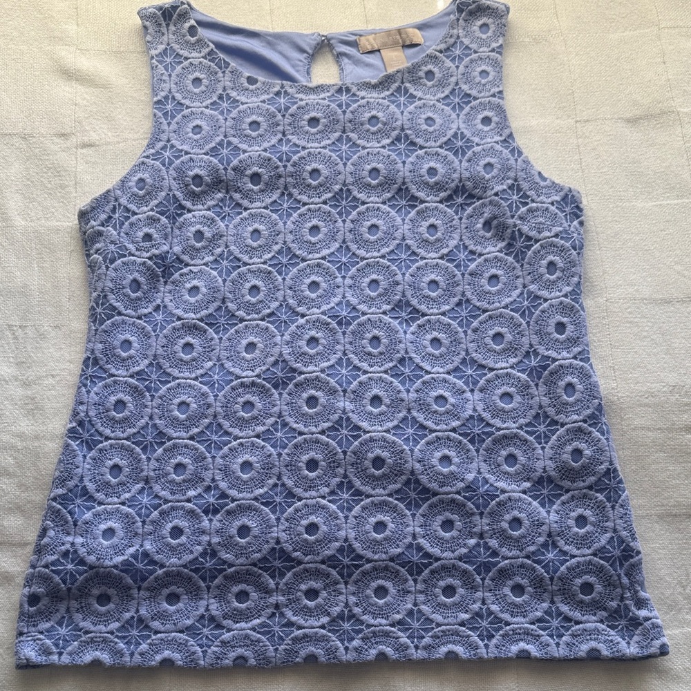 Banana Republic Periwinkle Blue Geometric Crochet Lace Tank Top S